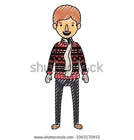 young man with winter clothes and scarf
