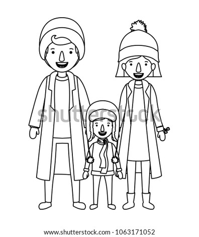 parents and son with winter clothes