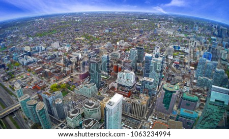 Bird eye view skyscraper of Toronto City, Canada