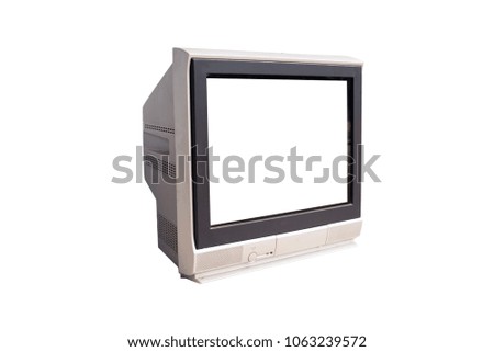 Vintage television with cut out screen on Isolated background. Old retro tv set.