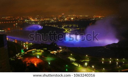 Niangara Falls with light in the night