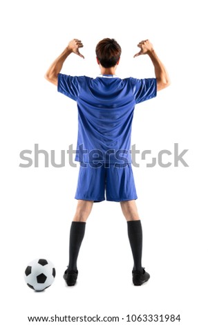soccer player showing back number Royalty-Free Stock Photo #1063331984