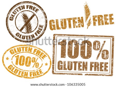 Set of grunge rubber stamps  with  the text gluten free written inside, vector illustration