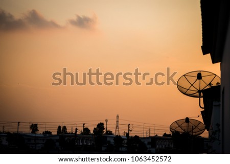 Satellite dish with evening light