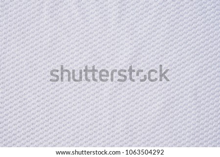 White football jersey clothing fabric texture sports wear background, close up