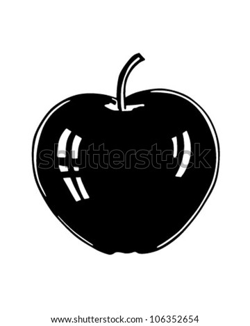 Shiny Apple - Retro Clipart Illustration