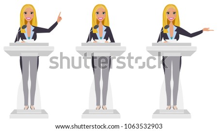 Public speaker in three different poses