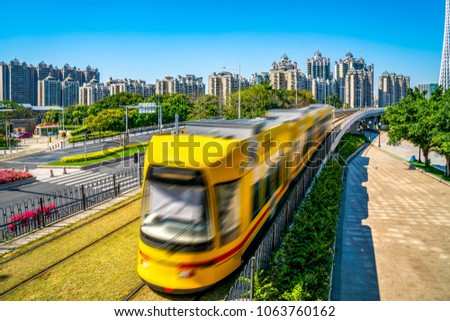Guangzhou City Light Rail train in China