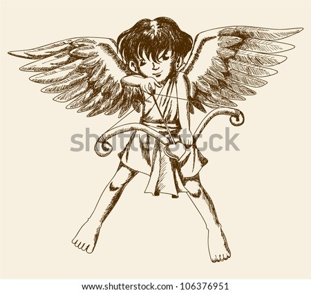 Sketches illustration of a Cupid