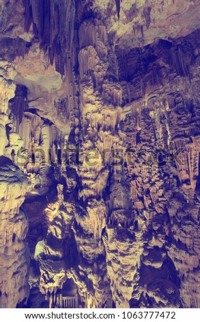 Panoramic view of chamber in Grotte des Demoiselles, Ganges, France