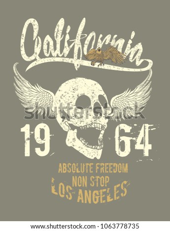 California skull and eagle graphic design vector art