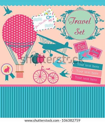 vintage objects scrapbook collection. vector illustration