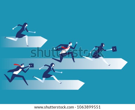 Competition, Business people race, Concept business  team vector illustration, Flat character design style.
