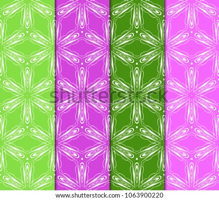 collection of geometric pattern with floral abstract ornament. Seamless vector background. Graphic modern pattern