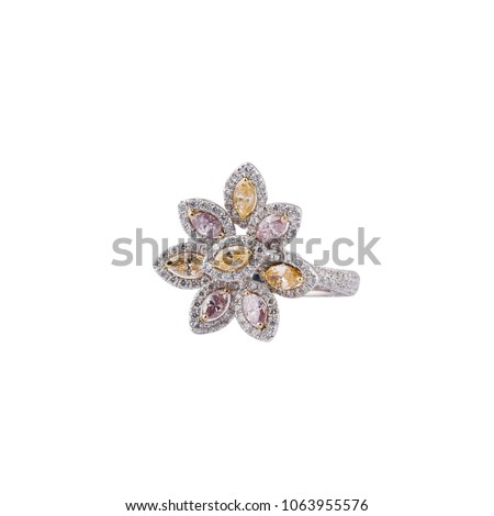 Luxury ring diamond gold platinum gemstone isolated
