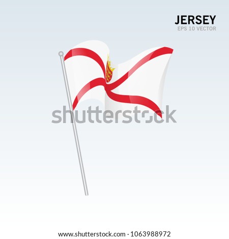 Jersey waving flag isolated on gray background
