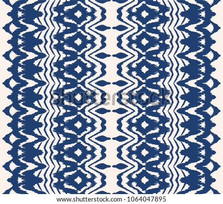 Tie dye art brush and lace. Vector Ethnic necklace. Ikat pattern. Shibori print with stripes and chevron. Ink textured japanese background. Bohemian fashion. Endless watercolor texture. 