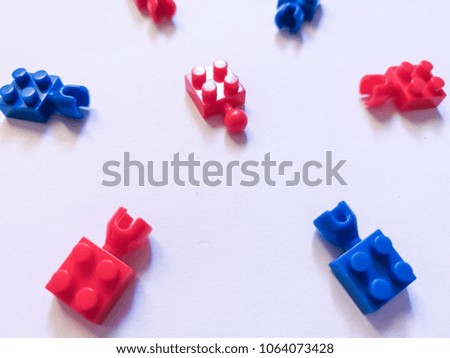 Puzzel plastic colorful. construction blocks or brick toy. Children concept of education, development and growth.