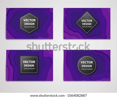 Paper Cut banners, flyers, brochures,  from blue smooth forms with shadows. Vector abstract paper background. Web banner templates for advertising and attracting customers