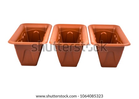 isolated brown tray for seedlings on white background
