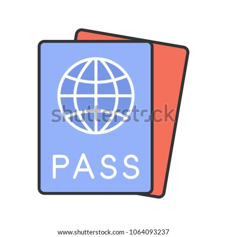 International passport color icon. Identity document. Isolated vector illustration