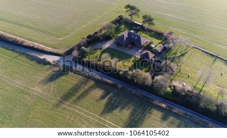 Aerial photo single-family detached home stand-alone house also called a single-detached dwelling detached residence or detached house is a free-standing residential building
