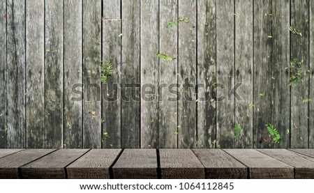 empty wooden shelf on wooden wall for product display