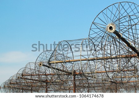 Rusty antennas of an old abandoned radio telescope