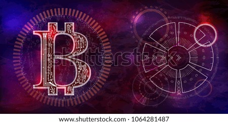 Bitcoin internet money.abstract HUD elements for UI UX design. Futuristic Sci-Fi user interface for app business, forex, finance, analytics . symbol bitcoin. outline