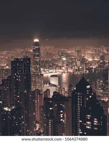 Hong Kong skyscrapers by night