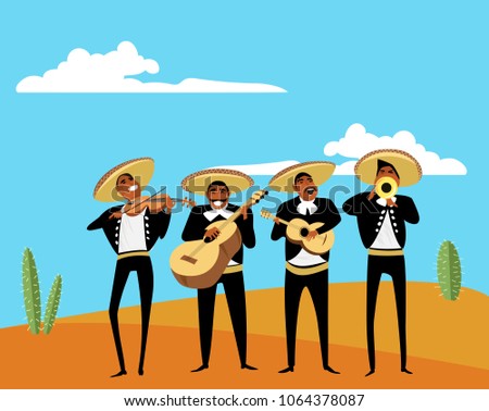 Mexican musicians in the desert