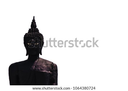 Black Buddha statue.black Buddha statue isolated on white background