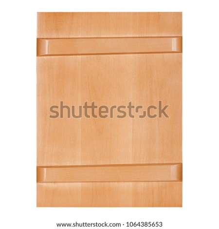 A golden natural color is an empty varnished wooden frame for photographs, paintings or an icon. Back view isolated on white background