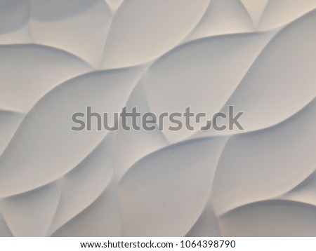 White seamless texture. Wavy background. Interior wall decoration. 3D Vector interior wall panel pattern. Vector white background of abstract waves.