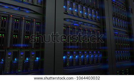 Servers in modern data center Royalty-Free Stock Photo #1064403032
