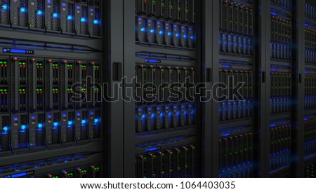 Servers in modern data center Royalty-Free Stock Photo #1064403035