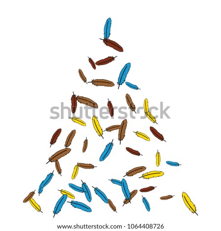 Colorful feathers. Prints of Colored feathers Design for Goods for Pets. Simple Pattern for Print, Logo or Poster. Vector Confetti Background.
