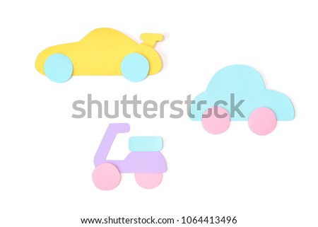 Vehicle paper cut on white background - isolated