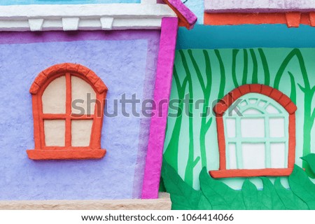 Exterior of colorful cartoon house