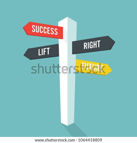 Direction sign with text  future success left and right. Vector illustration Royalty-Free Stock Photo #1064418809