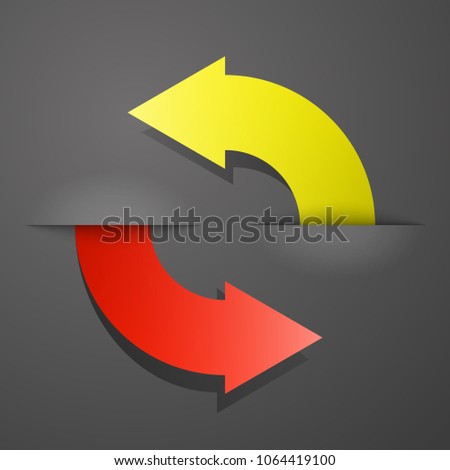 round Arrow banners set. Direct circle shape. 3d Abstract Background. Business infographic presentation diagram. Section compare service. Up and down trend. Paper index. Exact pointer
