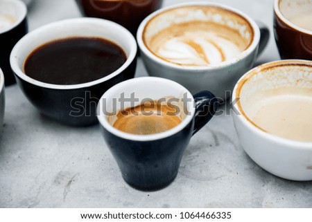 Closeup of various hot coffee