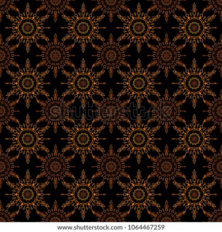 Merry Christmas Border in brown and orange colors on black background.