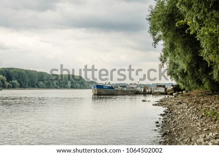 Tanker on the Danube River near the city of Novi Sad 