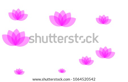 Many Stylish, Modern and Nice Looking Pink Lotuses on White Background