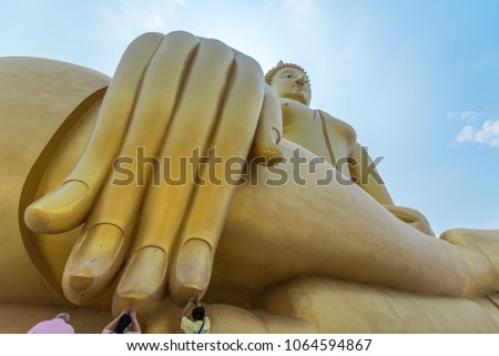 The huge Buddha statue at Wat Muang, Ang Thong, Thailand. This statue is 92 meter tall in the sitting action.