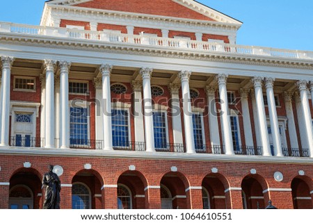 Architectural detail of the 'Massachusetts State House' in Boston, architect Charles Bullfinch