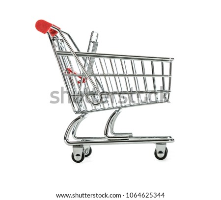 Shopping Cart Trolly (side on) Isolated on White Background Royalty-Free Stock Photo #1064625344
