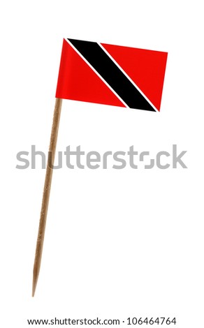 Tooth pick wit a small paper flag of Trinidad and Tobago