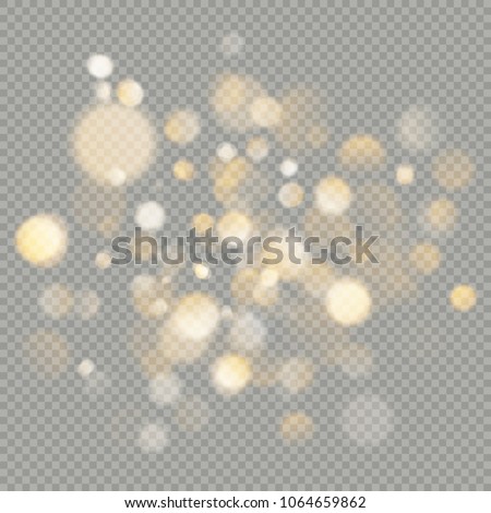 Effect of bokeh circles isolated on transparent background. Christmas glowing warm orange glitter element that can be used. EPS 10 vector file Royalty-Free Stock Photo #1064659862